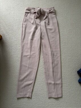 Express High-Waist Tie Belt Trousers in Dusty Blush